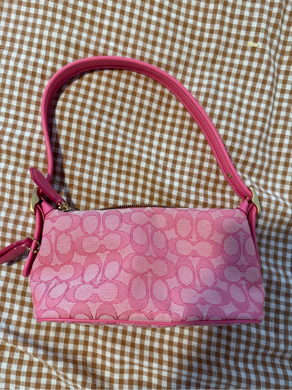 Coach Pink Signature Jacquard Shoulder Bag - Picture 2 of 6